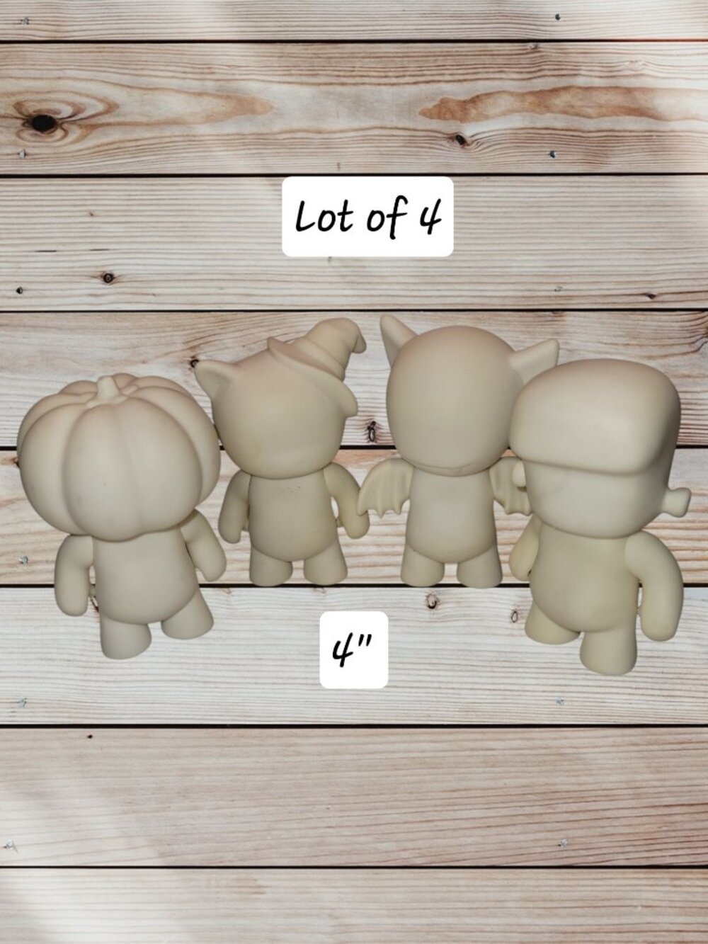 NEW with Tags- Lot of 4-Inch Tall - DIY Vinyl Figures - Blank White - Halloween